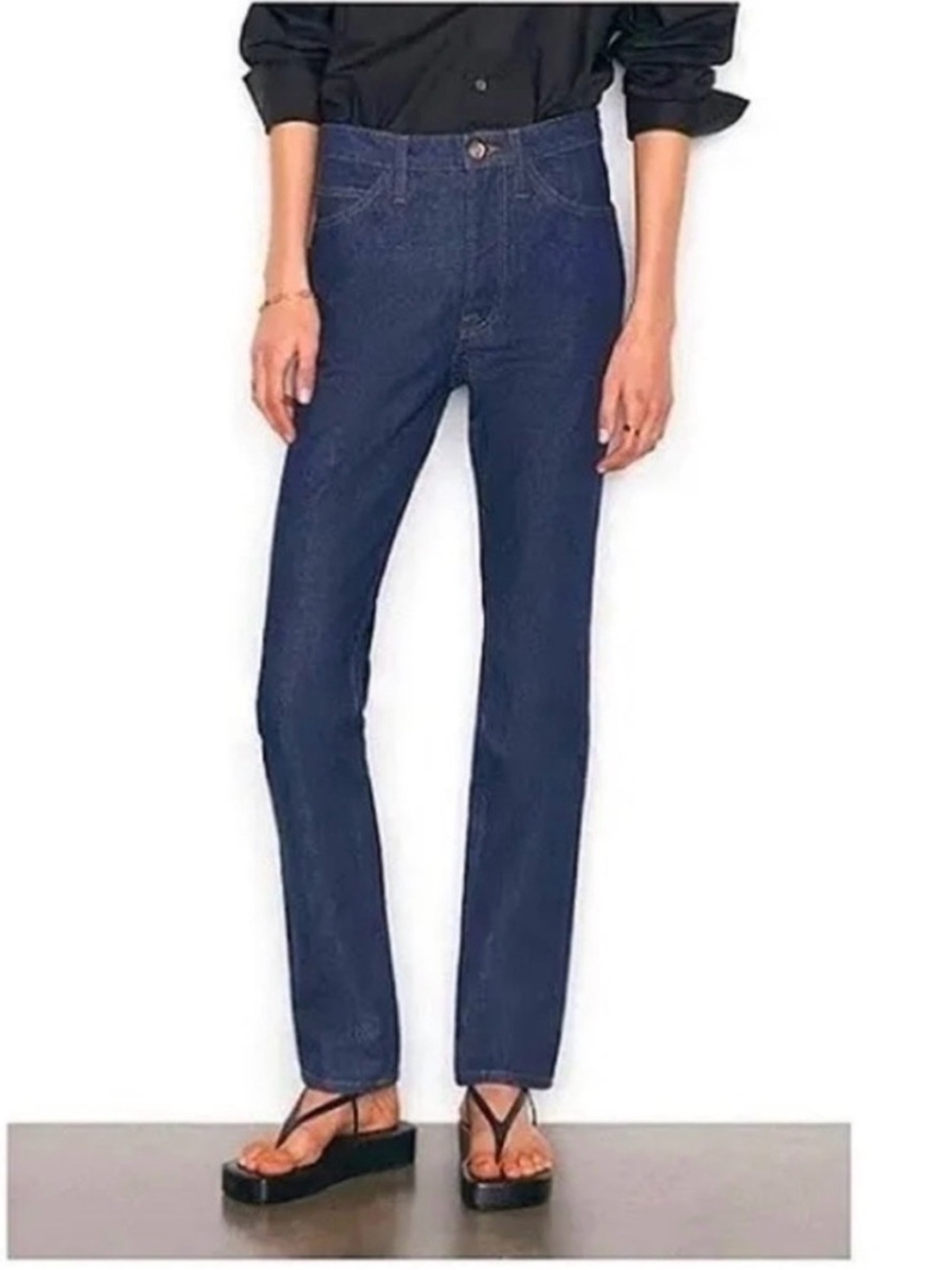 FRAME Le Italian High Rise Straight Leg Jeans, Dark Indigo Blue, 26